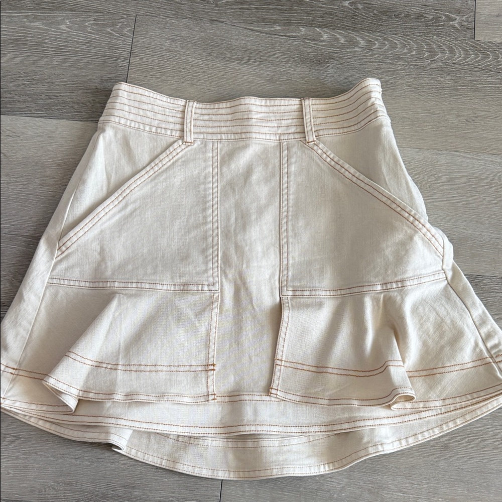 Pilcro Cream A-Line Skirt with Stitch Detail